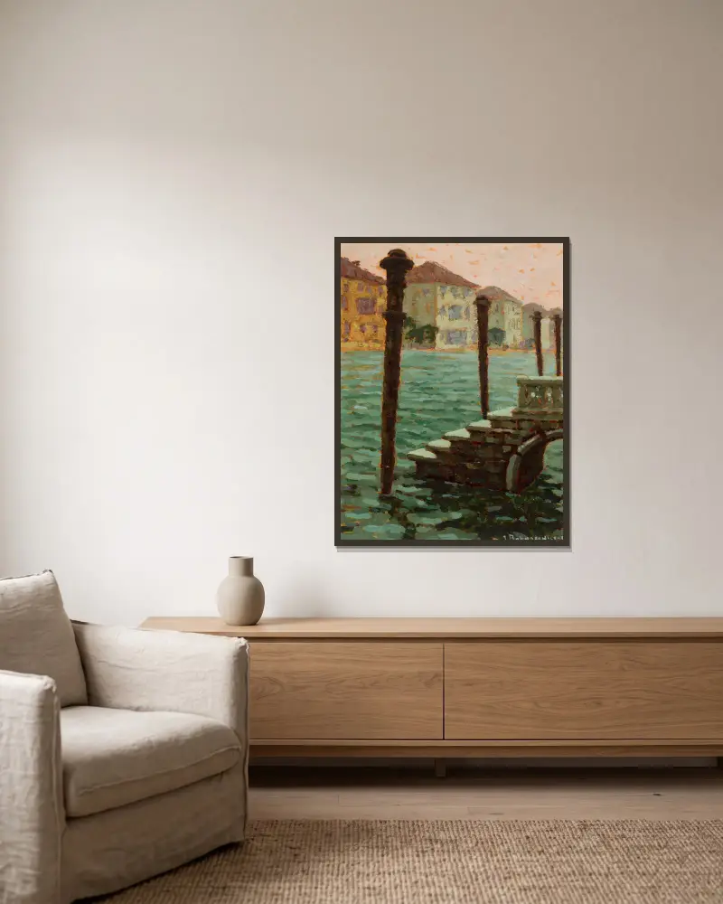 Beside Canalazzo in Venice av Jan Bohuszewicz inramad på en vägg