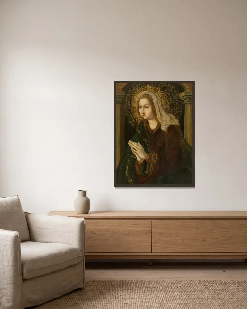 Afflicta Virgo, Jan Gossaert v rámu na stěně