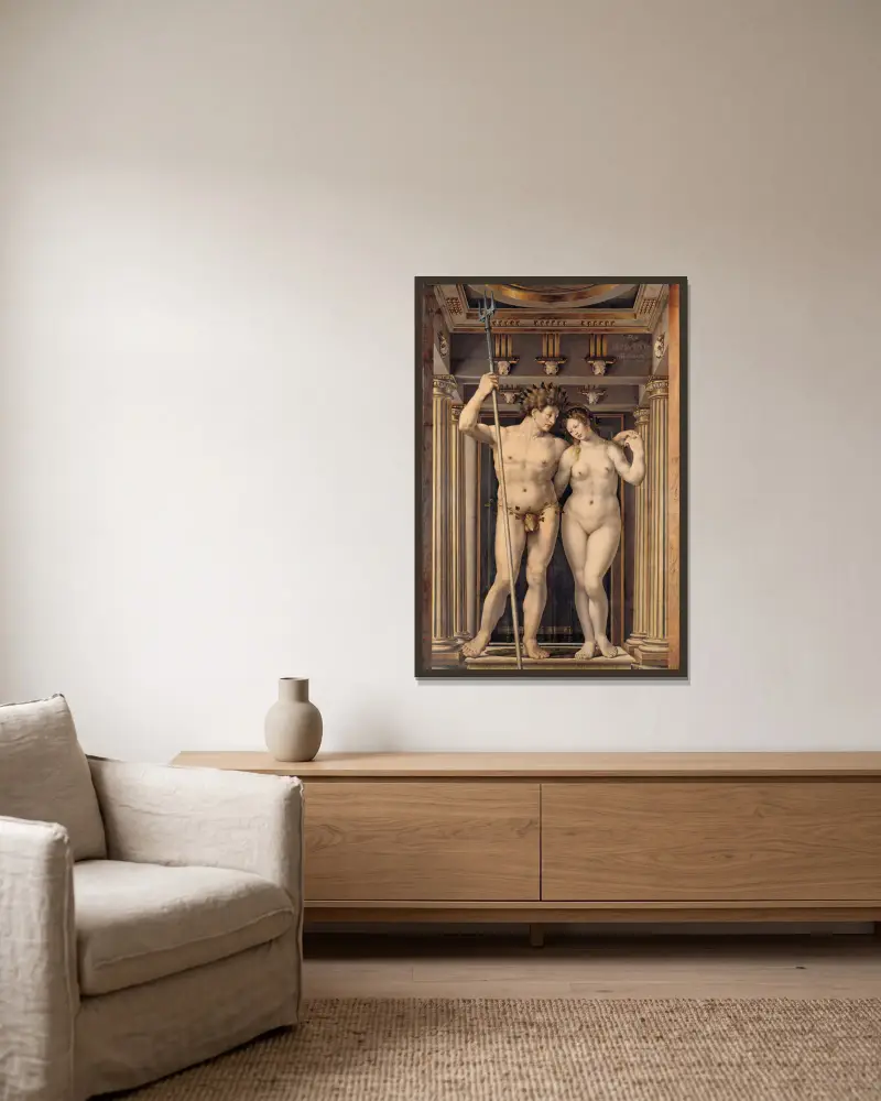 Neptun und Amphitrite von Jan Gossaert gerahmt an einer Wand