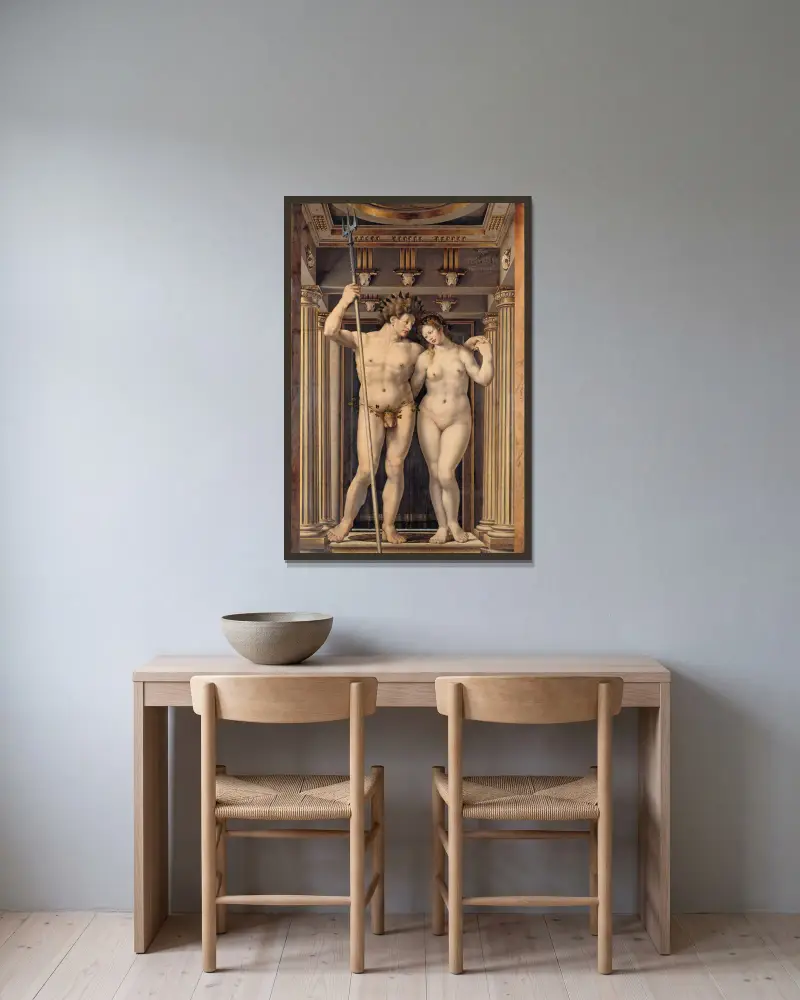 Neptun und Amphitrite von Jan Gossaert gerahmt an einer Wand