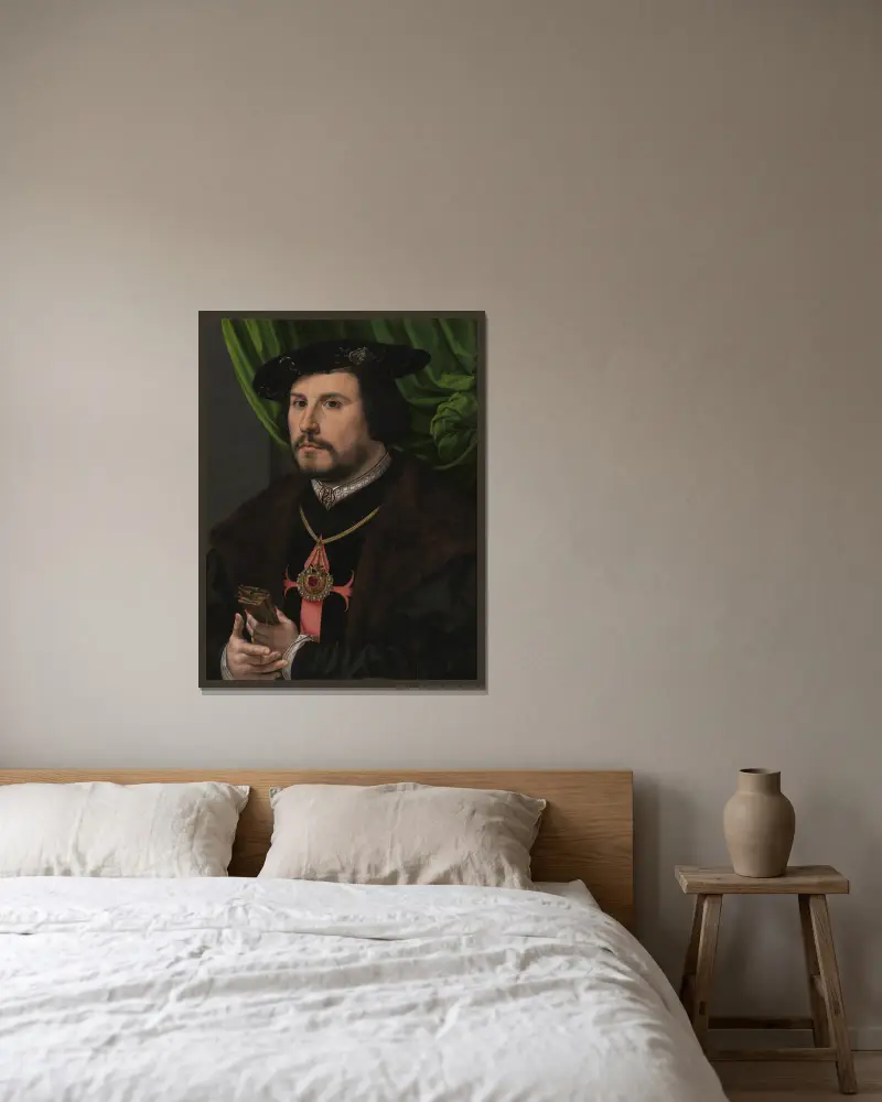 Portrait Of Francisco De Los Cobos Y Molina av Jan Gossaert inramad på en vägg