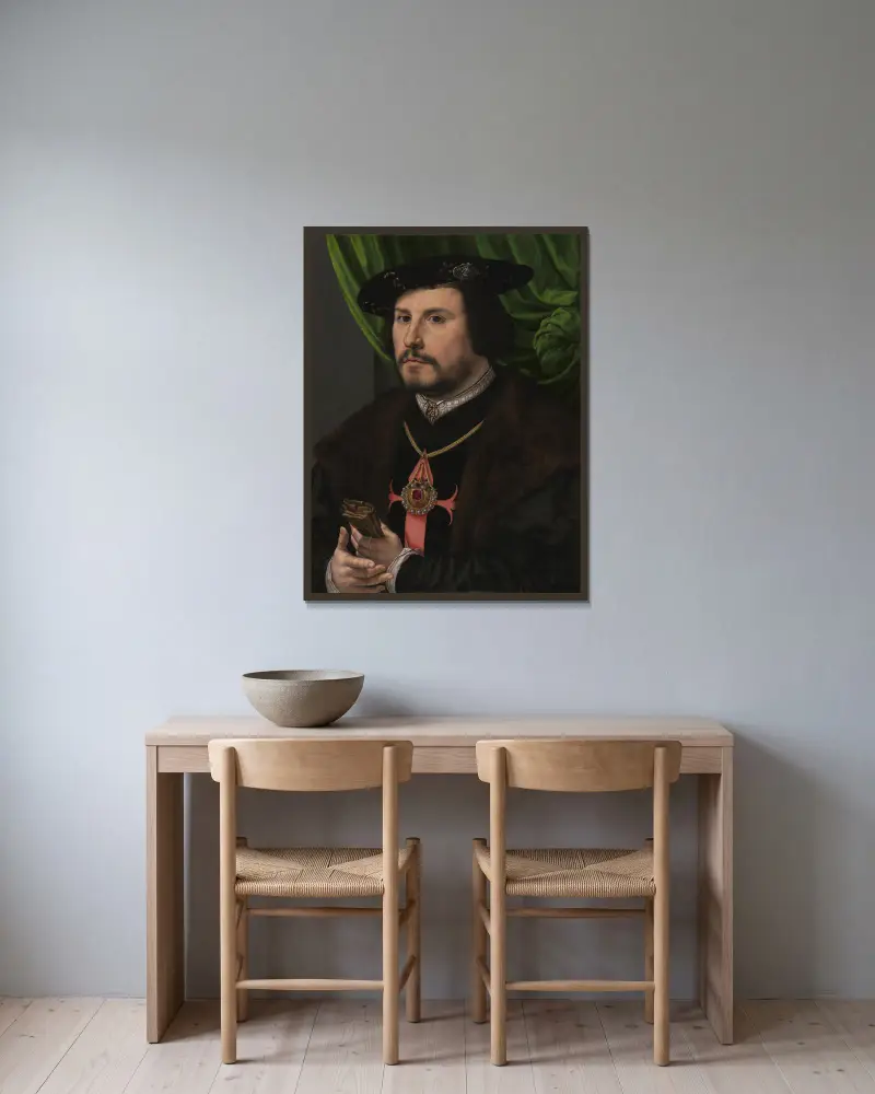 Portrait Of Francisco De Los Cobos Y Molina av Jan Gossaert inramad på en vägg