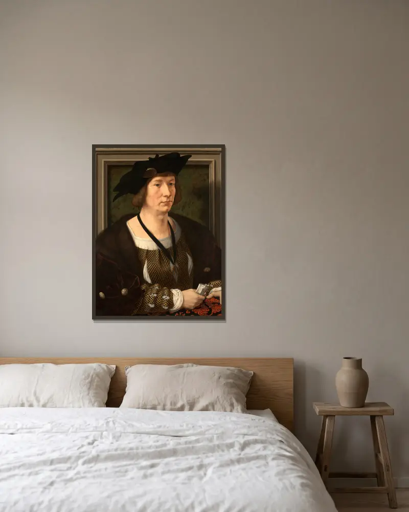 Portrait Of Hendrik III, Count Of Nassau-Breda av Jan Gossaert inramad på en vägg