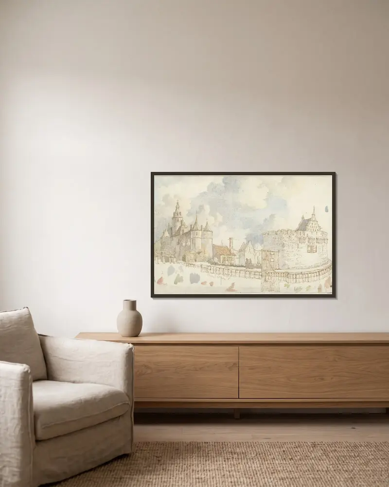 Kasteel Marquette von Jan Hulswit gerahmt an einer Wand