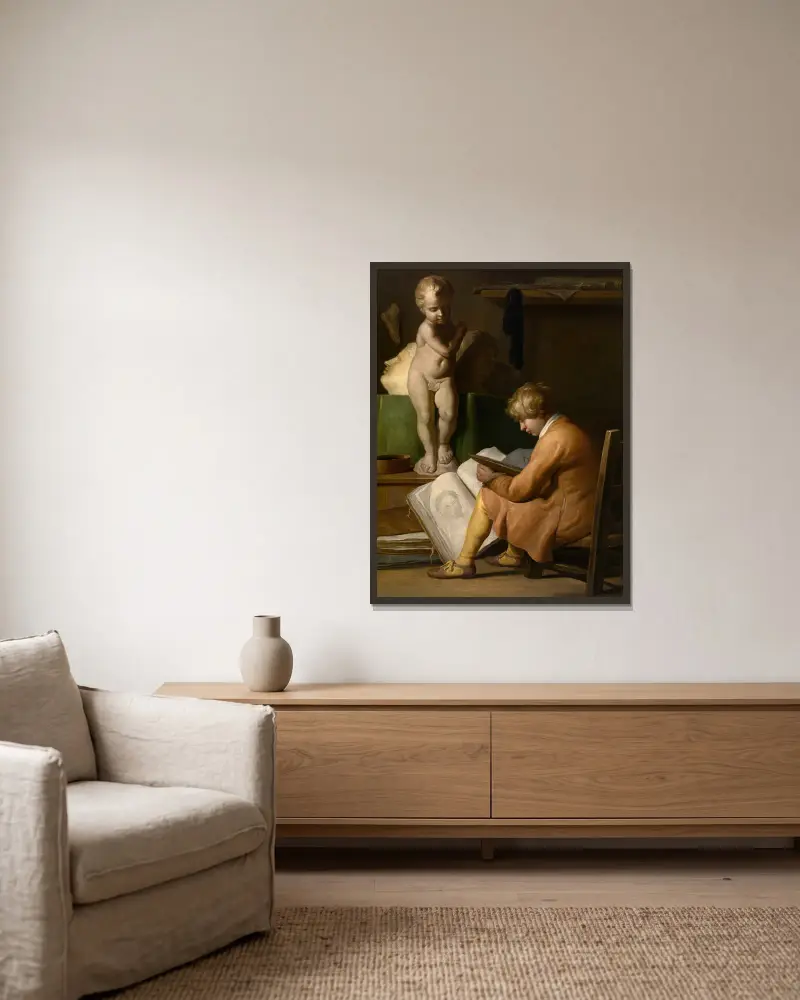 Ein junger Künstler von Jan Lievens gerahmt an einer Wand