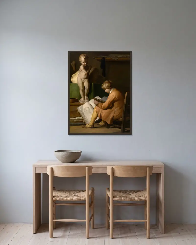 Ein junger Künstler von Jan Lievens gerahmt an einer Wand