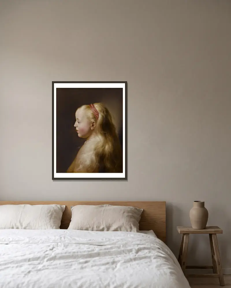 A Young Girl av Jan Lievens inramad på en vägg