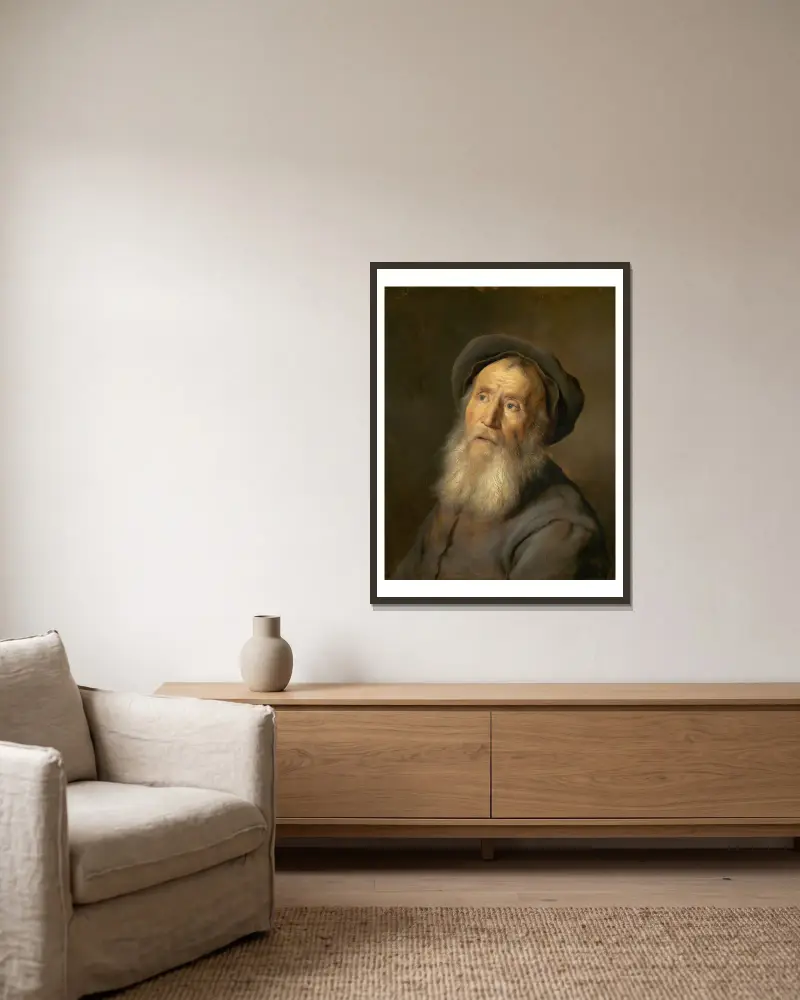 Brodaty mężczyzna w berecie, Jan Lievens w ramie na ścianie