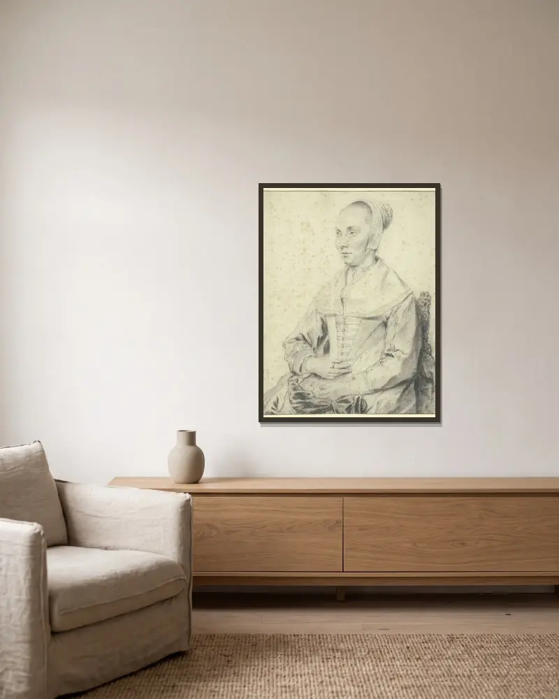 Bildnis einer in einem Sessel sitzenden Dame nach links av Jan Lievens inramad på en vägg