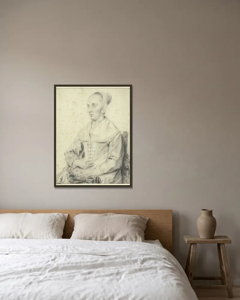 Bildnis einer in einem Sessel sitzenden Dame nach links av Jan Lievens inramad på en vägg