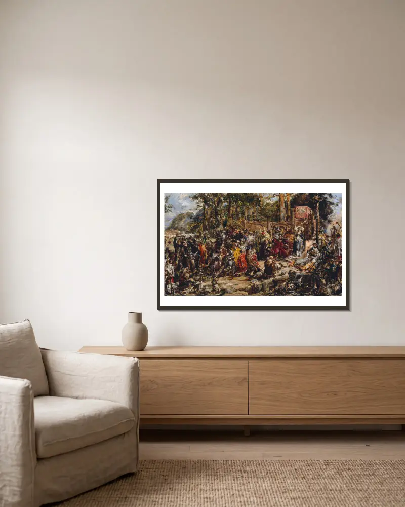 Litauens dop, ur serien ”Polens kulturhistoria” av Jan Matejko inramad på en vägg