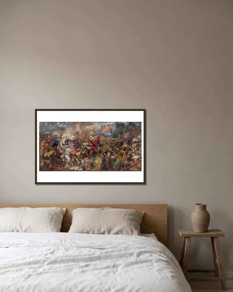 Battle of Grunwald av Jan Matejko inramad på en vägg
