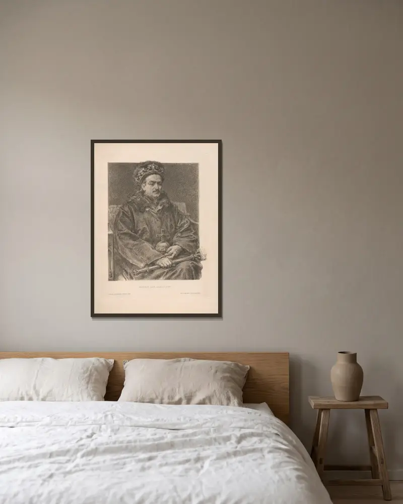 Kasimir der Jagellone av Jan Matejko inramad på en vägg
