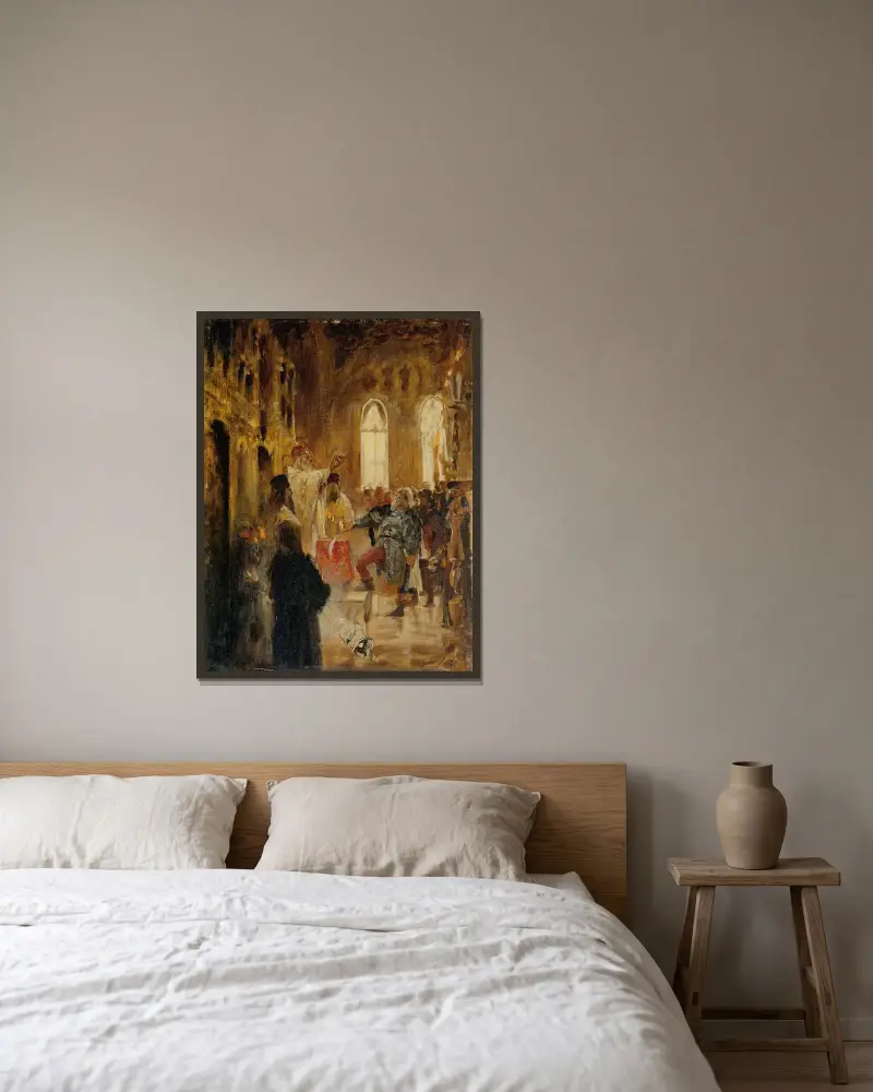 Kröningseen av Jan Matejko inramad på en vägg