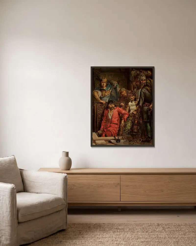 Maćko Borkowic av Jan Matejko inramad på en vägg