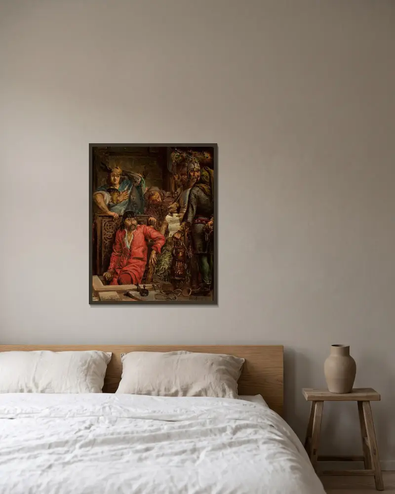 Maćko Borkowic av Jan Matejko inramad på en vägg