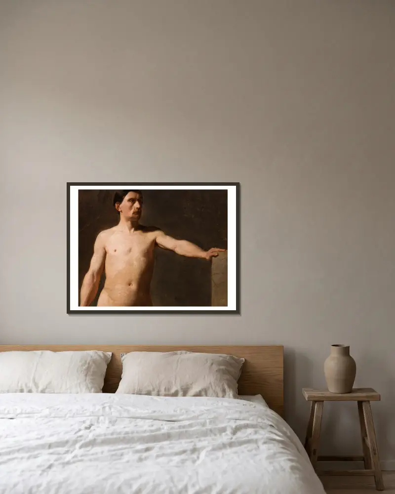 Männlicher Akt – Torso einer männlichen Figur von Jan Matejko gerahmt an einer Wand