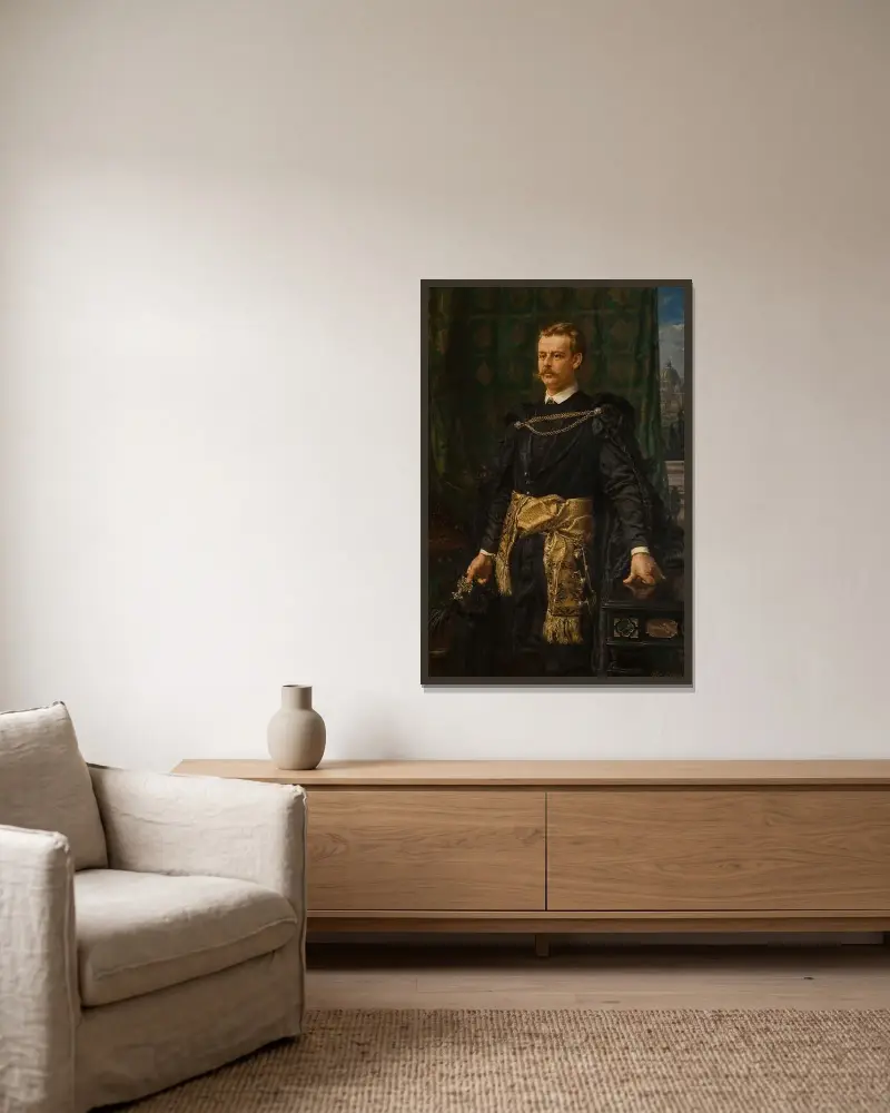 Portrait of Artur Potocki av Jan Matejko inramad på en vägg