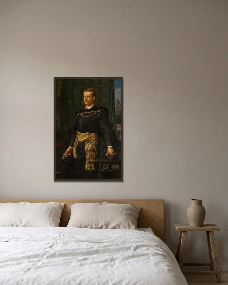 Portrait of Artur Potocki av Jan Matejko inramad på en vägg