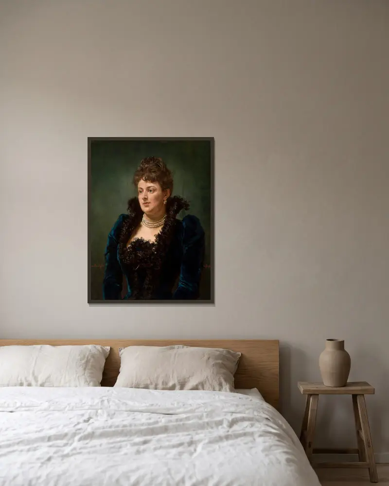 Porträt der Bona Ossowiecka von Jan Matejko gerahmt an einer Wand