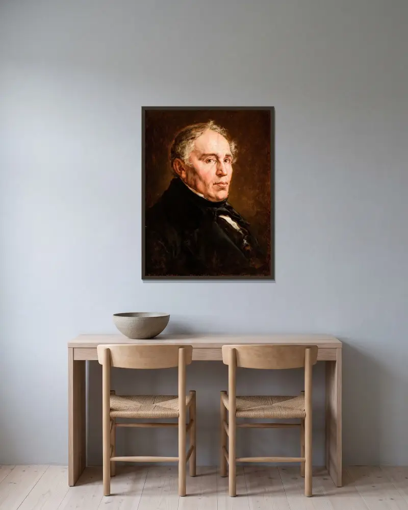Porträtt av Franciszek Matejko, konstnärens far av Jan Matejko inramad på en vägg