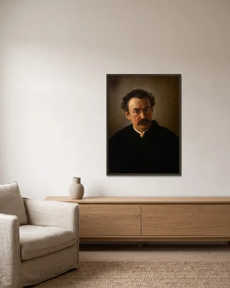 Portrait of Henryk Anastazy Groppler av Jan Matejko inramad på en vägg