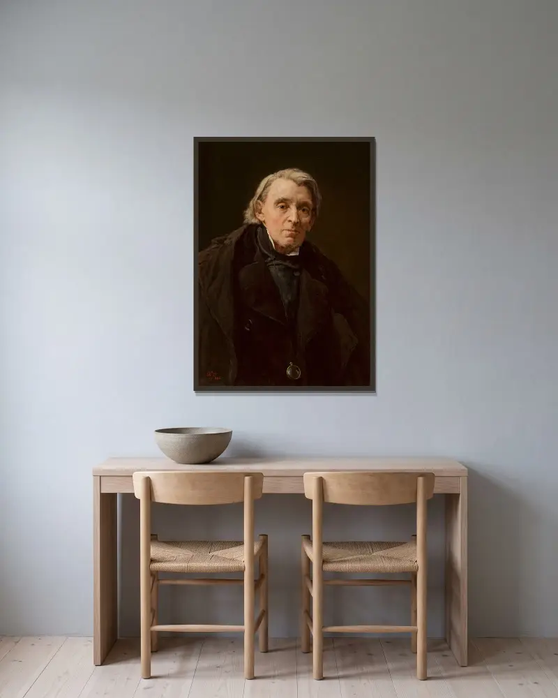 Portrait of Karol Podlewski av Jan Matejko inramad på en vägg