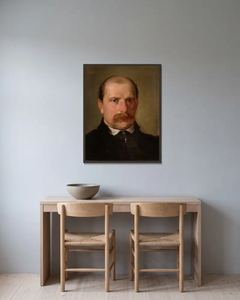 Porträtt av Kazimierz Stankiewicz av Jan Matejko inramad på en vägg