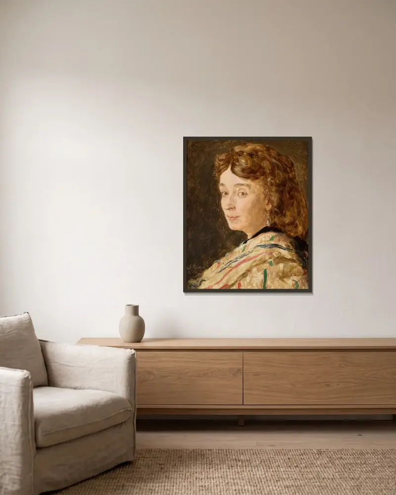 Porträtt av Ludwika Groppler av Jan Matejko inramad på en vägg