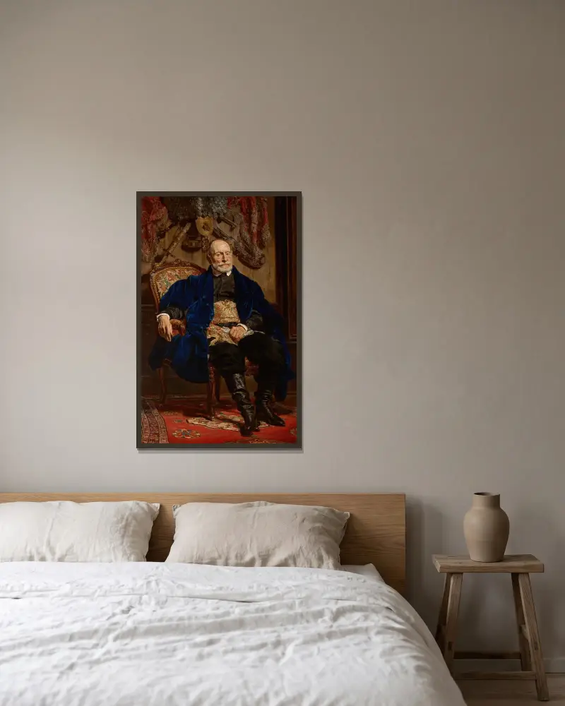Portrait of Piotr Moszyński av Jan Matejko inramad på en vägg