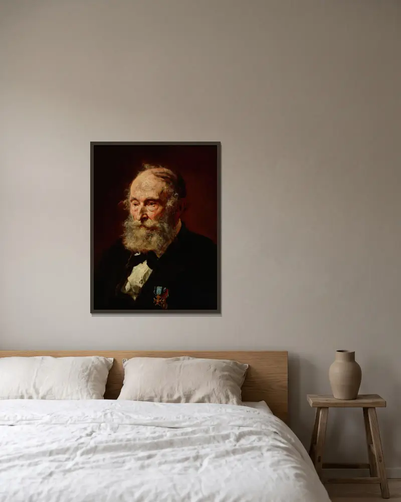 Portrait of Łukasz Dobrzański av Jan Matejko inramad på en vägg
