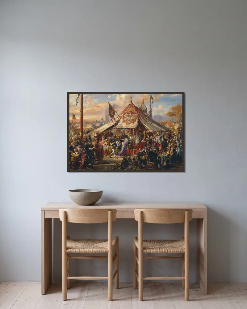 Samväldets makt vid sin höjdpunkt, ur serien ”Polens kulturhistoria” av Jan Matejko inramad på en vägg