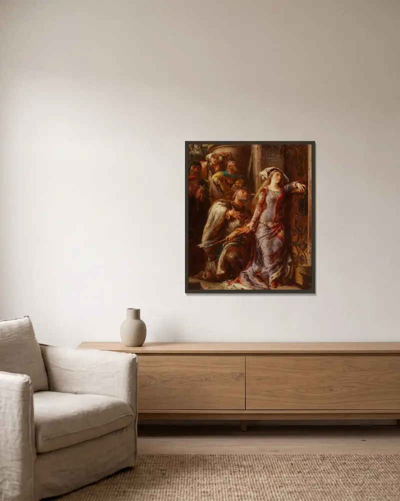 Drottning Jadwiga och Dymitr av Goraj av Jan Matejko inramad på en vägg
