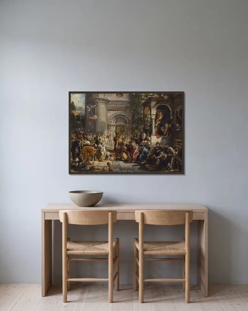 Empfang der Juden von Jan Matejko gerahmt an einer Wand