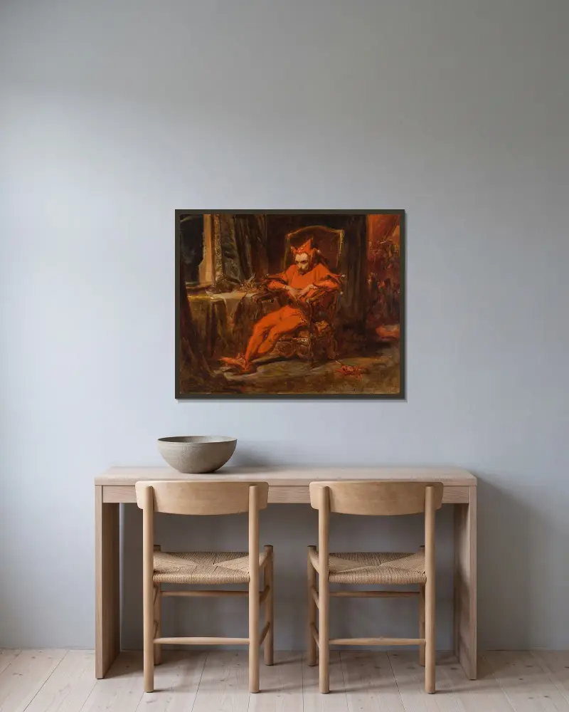 Skizze für „Stańczyk“ von Jan Matejko gerahmt an einer Wand
