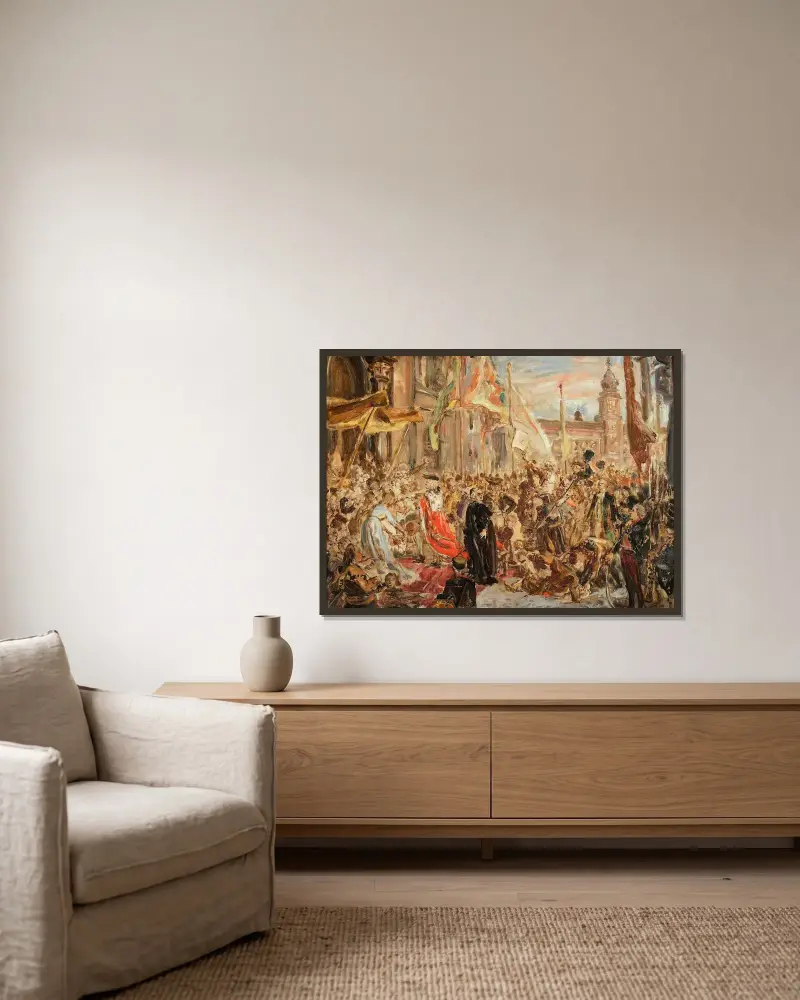 Szkic do obrazu „Konstytucja 3 maja”, Jan Matejko w ramie na ścianie