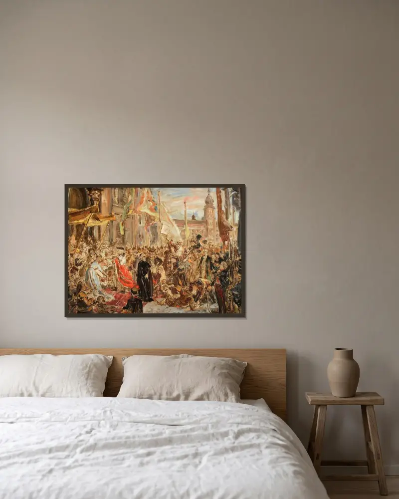 Szkic do obrazu „Konstytucja 3 maja”, Jan Matejko w ramie na ścianie