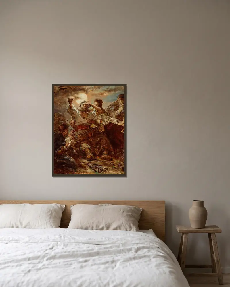 Skiss till målningen ”Wernyhora” av Jan Matejko inramad på en vägg