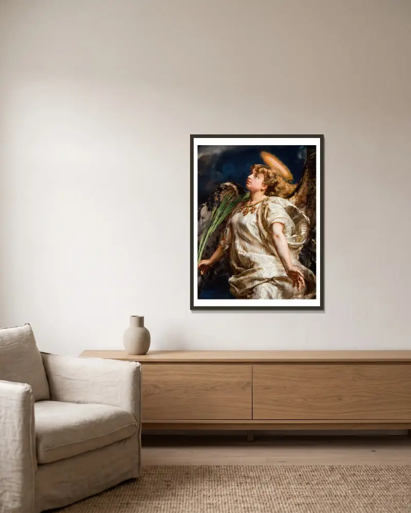 Song – study for the painting of Joan of Arc av Jan Matejko inramad på en vägg