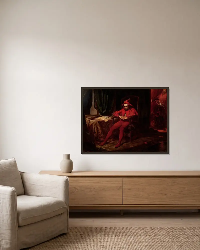 Stańczyk von Jan Matejko gerahmt an einer Wand