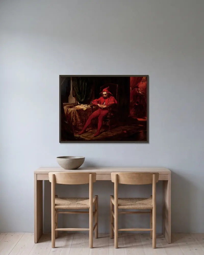 Stańczyk von Jan Matejko gerahmt an einer Wand