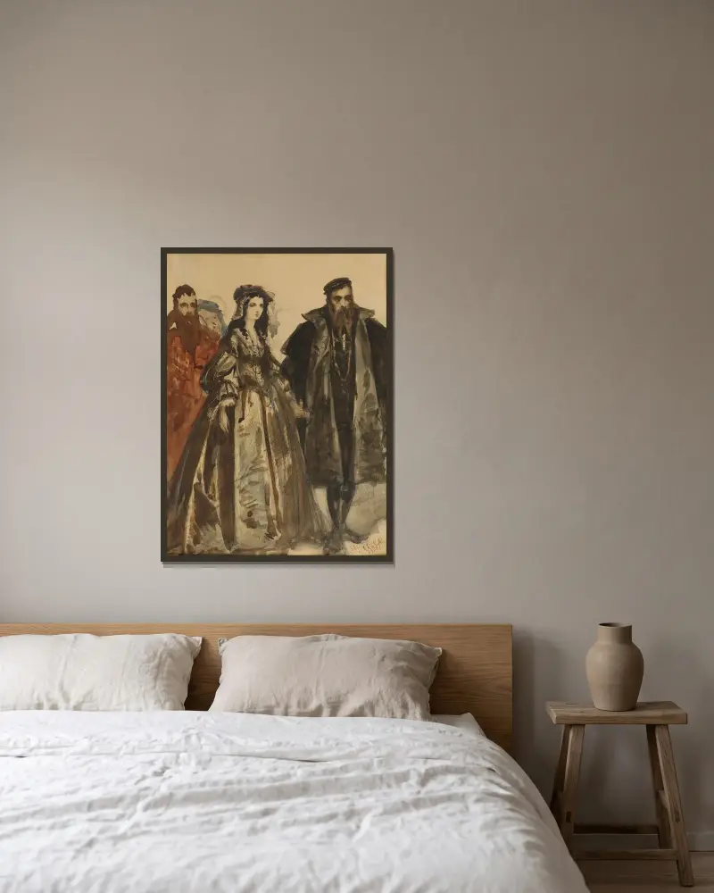 Sigismund II August och Barbara av Jan Matejko inramad på en vägg