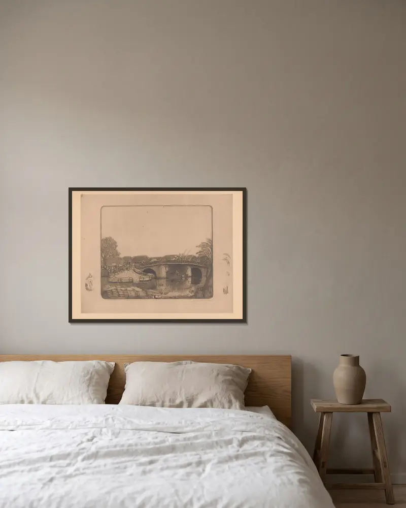 An der Kali Besar in Batavia von Wijnand Otto Jan Nieuwenkamp gerahmt an einer Wand