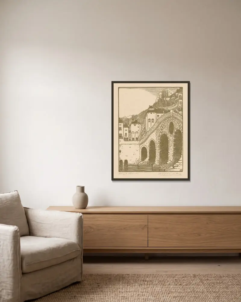 Brücke in Verona von Wijnand Otto Jan Nieuwenkamp gerahmt an einer Wand
