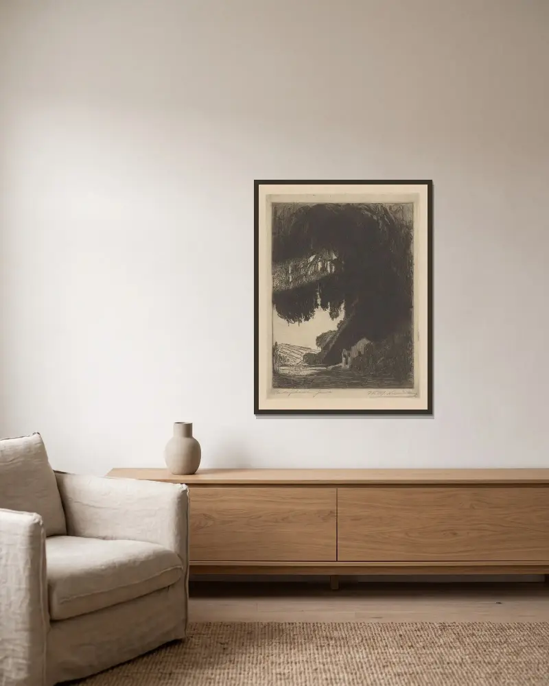 Kinesiskt kapell i närheten av Semarang på Java av Wijnand Otto Jan Nieuwenkamp inramad på en vägg