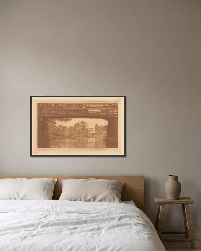 De Kwakelbrug, Edam av Wijnand Otto Jan Nieuwenkamp inramad på en vägg