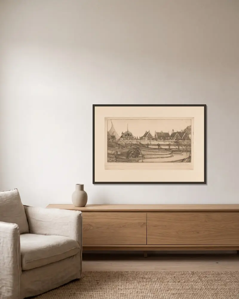 Haven van Volendam De werf, Volendam av Wijnand Otto Jan Nieuwenkamp inramad på en vägg