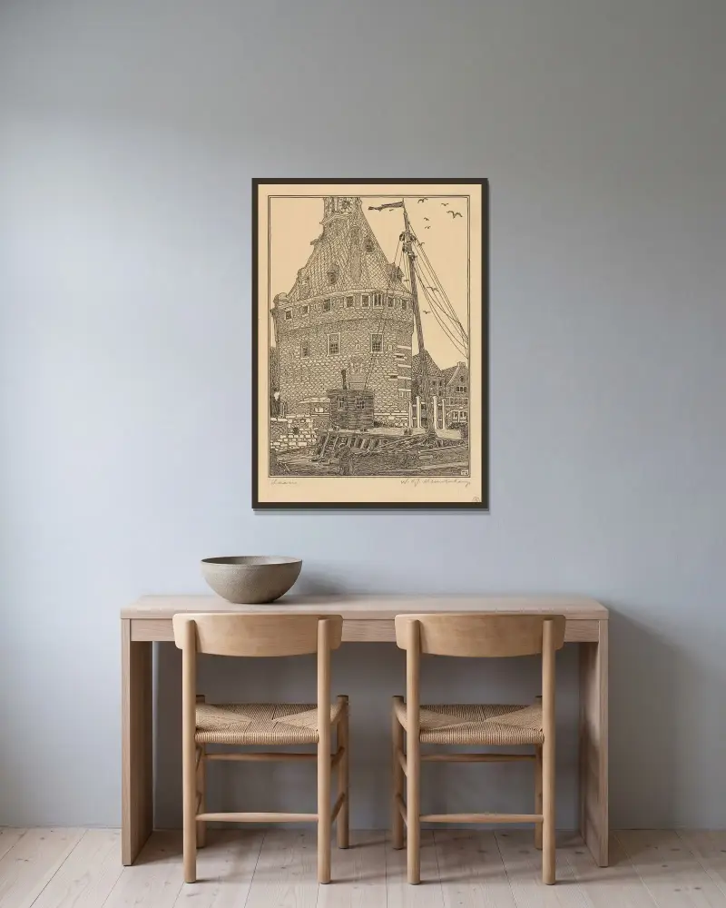 Der Hauptturm von Hoorn von Wijnand Otto Jan Nieuwenkamp gerahmt an einer Wand