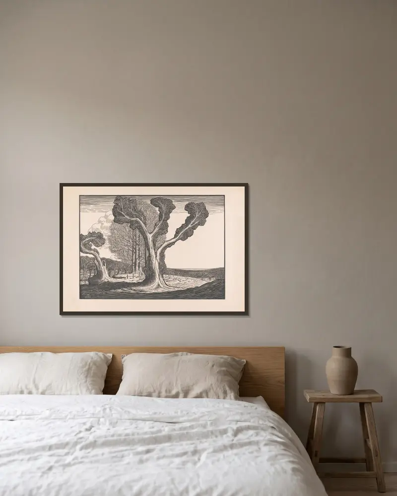 Landschap op Bali av Wijnand Otto Jan Nieuwenkamp inramad på en vägg