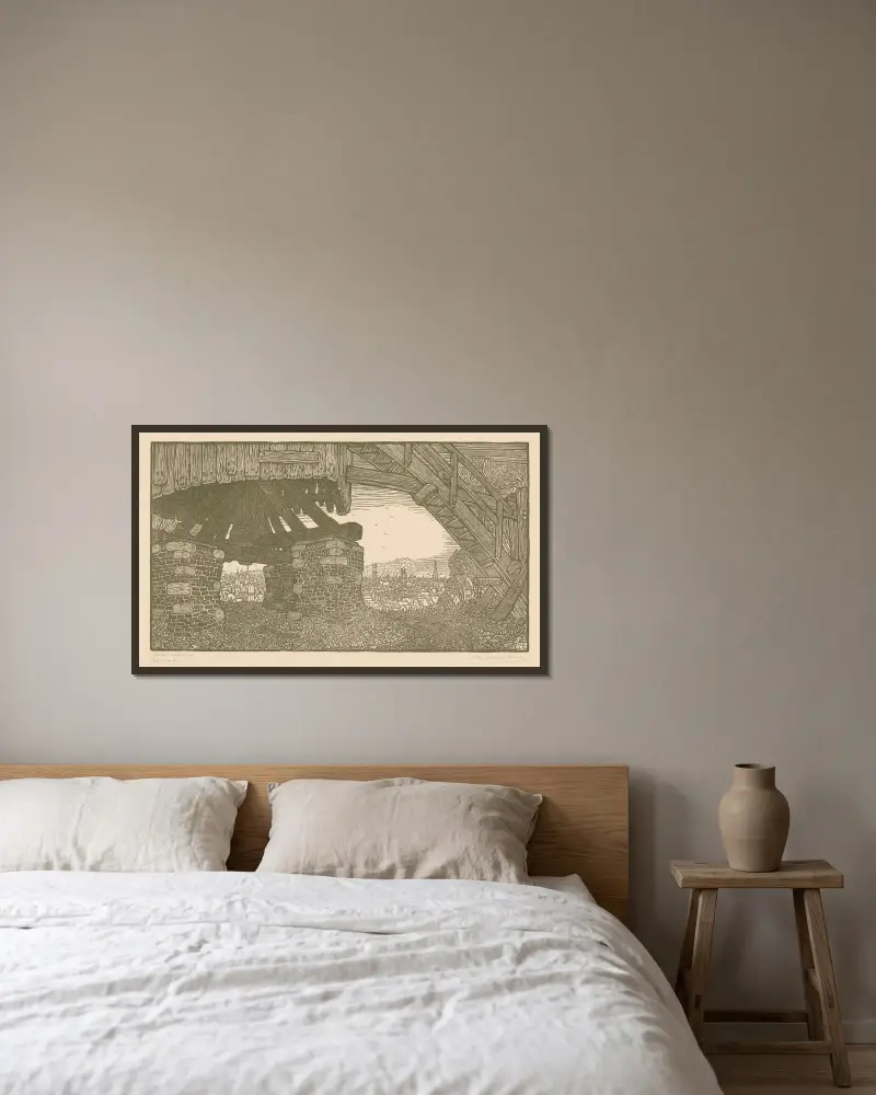 Molen te Brugge av Wijnand Otto Jan Nieuwenkamp inramad på en vägg